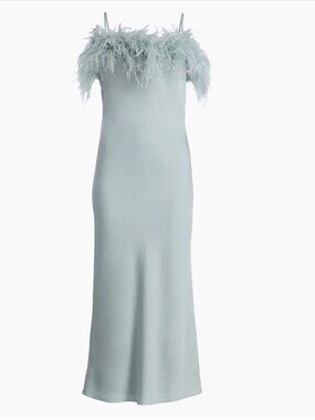 A.L.C. Odette Feathered Crepe Midi-Dress in Slate Blue
